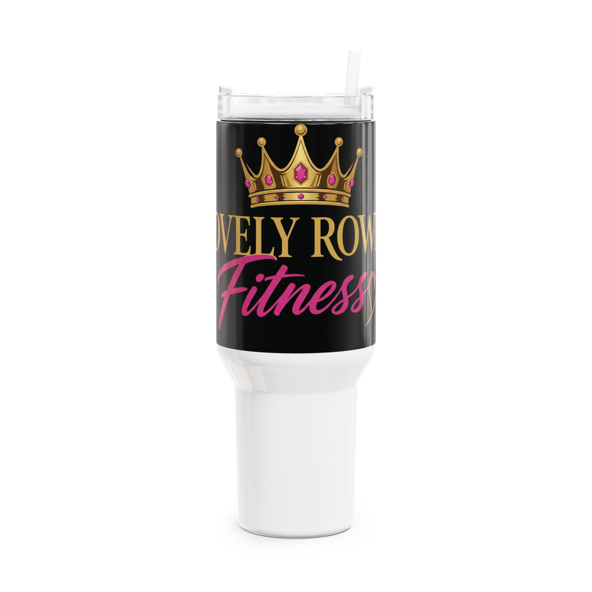 40oz Fitness Tumbler — "Lovely Royal Fitness" Crown Design, Insulated Gym Water Bottle