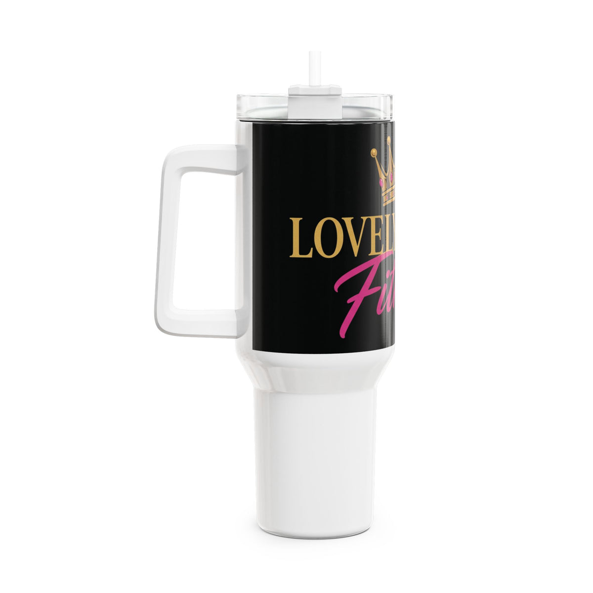 40oz Fitness Tumbler — "Lovely Royal Fitness" Crown Design, Insulated Gym Water Bottle